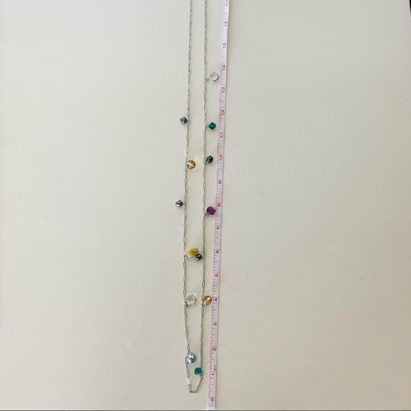 NORDSTROM VINTAGE Silver Double Length Layering Multi Beaded Necklace Jewelry - Picture 5 of 6